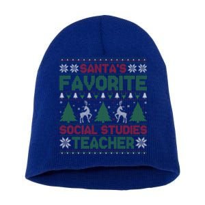 SantaS Favorite Social Studies Teacher Ugly Xmas Sweater Gift Short Acrylic Beanie