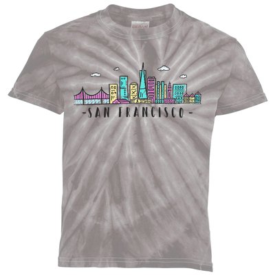 San Francisco Skyline Golden Gate Brigde California Kids Tie-Dye T-Shirt