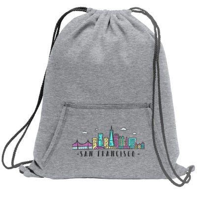 San Francisco Skyline Golden Gate Brigde California Sweatshirt Cinch Pack Bag