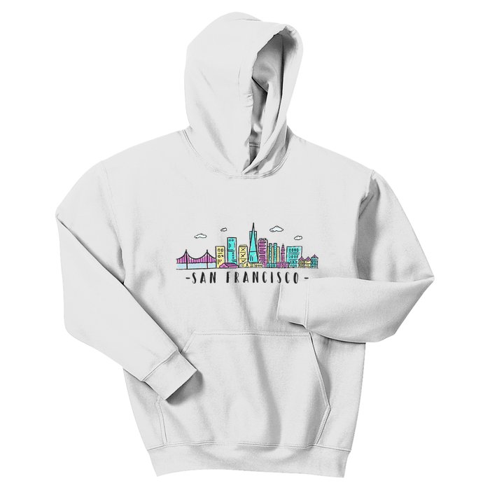 San Francisco Skyline Golden Gate Brigde California Kids Hoodie