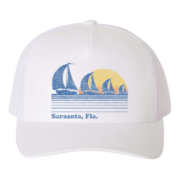 Sarasota Fl Sailboat Vintage 80s Sunset Yupoong Adult 5-Panel Trucker Hat