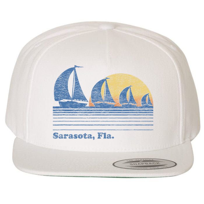 Sarasota Fl Sailboat Vintage 80s Sunset Wool Snapback Cap