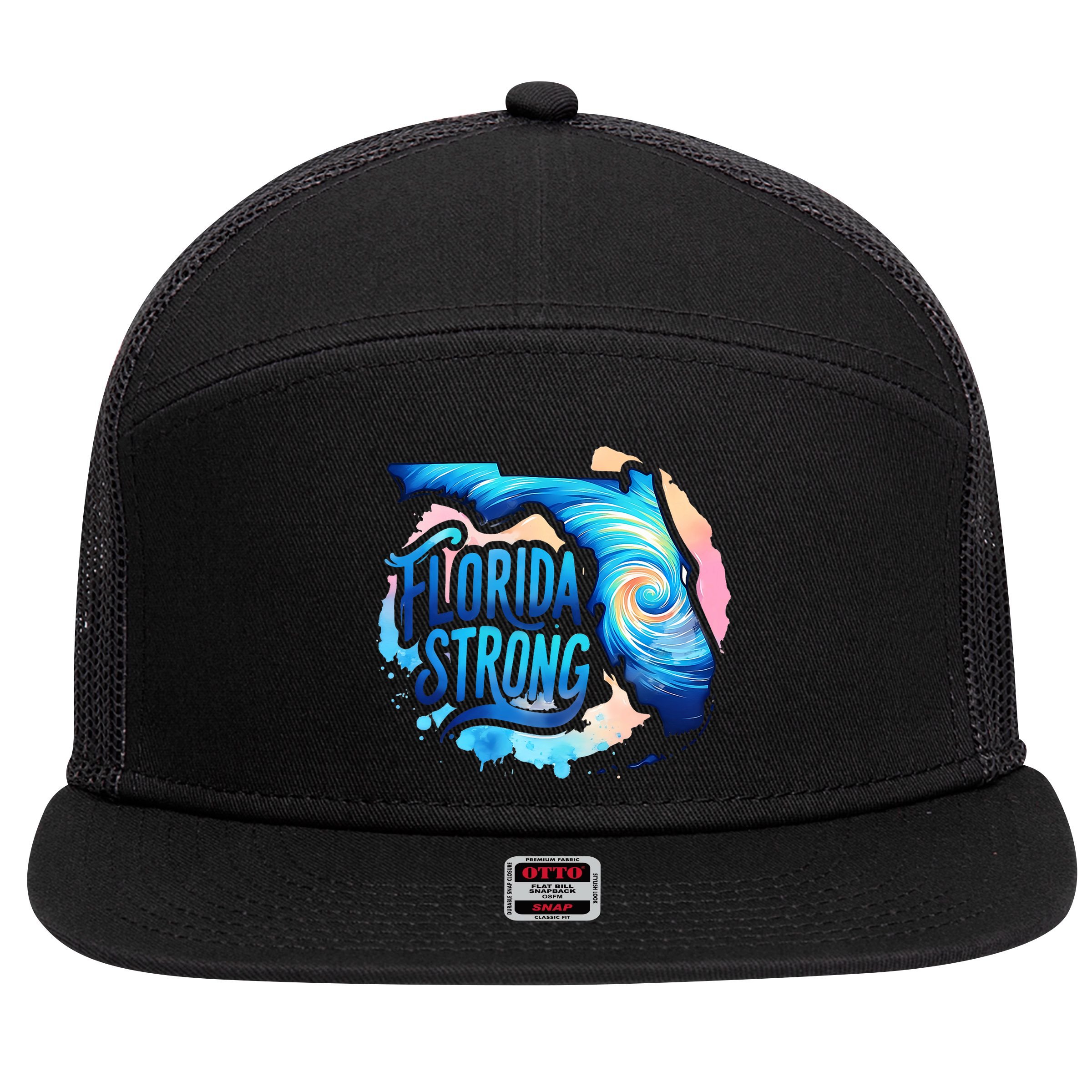 Support Florida Stay Western Strong Florida Hurricane Milton 7 Panel Mesh Trucker Snapback Hat