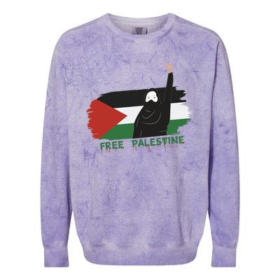 S Fist Stand With Free Palestine Flag Gift Colorblast Crewneck Sweatshirt