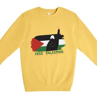 S Fist Stand With Free Palestine Flag Gift Premium Crewneck Sweatshirt