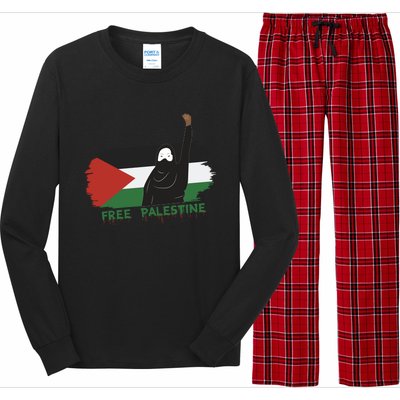 S Fist Stand With Free Palestine Flag Gift Long Sleeve Pajama Set