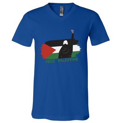 S Fist Stand With Free Palestine Flag Gift V-Neck T-Shirt