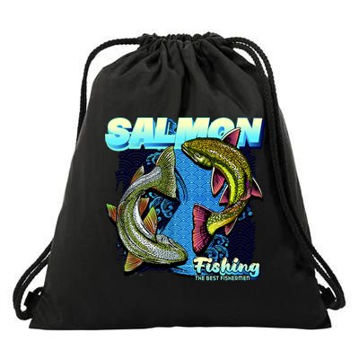 Salmon Fishing Drawstring Bag