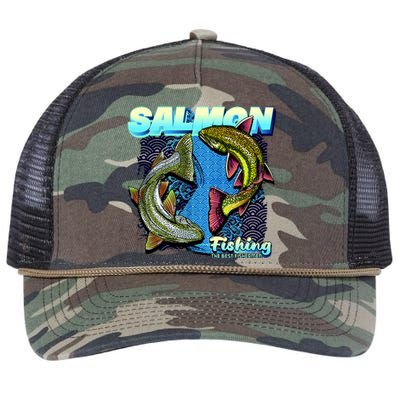 Salmon Fishing Retro Rope Trucker Hat Cap