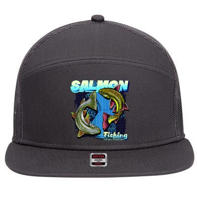 Salmon Fishing 7 Panel Mesh Trucker Snapback Hat