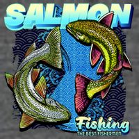 Salmon Fishing 7 Panel Mesh Trucker Snapback Hat