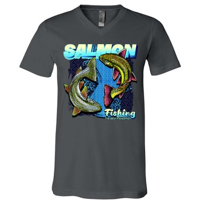 Salmon Fishing V-Neck T-Shirt