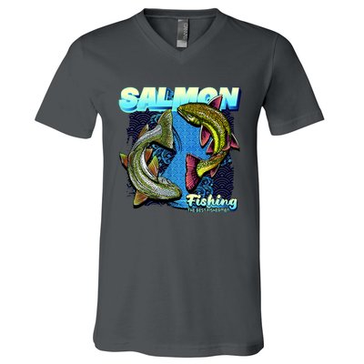 Salmon Fishing V-Neck T-Shirt