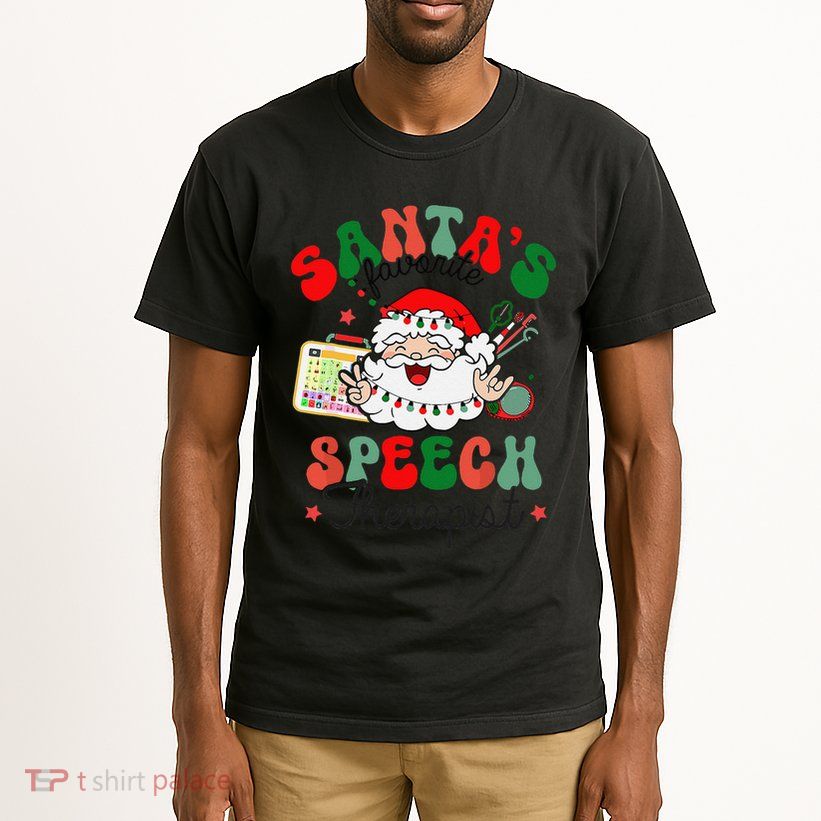 SantaS Favorite Speech Therapist Christmas Therapy Tall T-Shirt