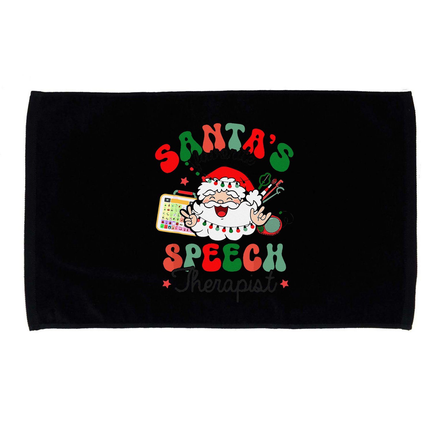 SantaS Favorite Speech Therapist Christmas Therapy Microfiber Hand Towel