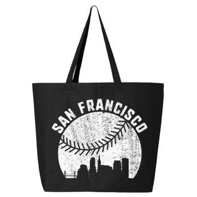 San Francisco Skyline Baseball Vintage California Baseball 25L Jumbo Tote