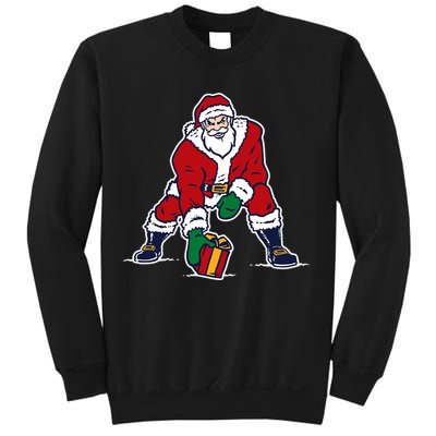 Santa Football Spike Present Sweatshirt