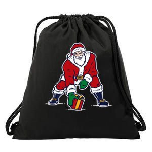 Santa Football Spike Present Drawstring Bag