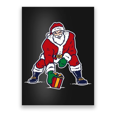 Santa Football Spike Present Poster