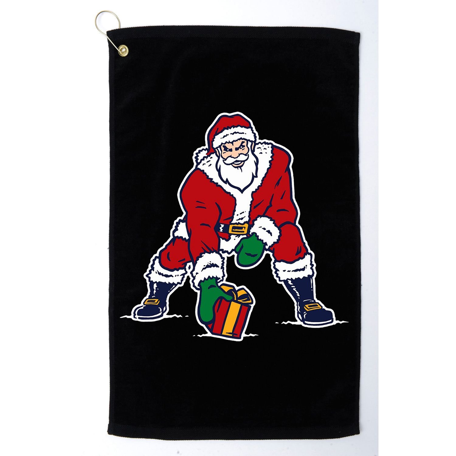 Santa Football Spike Present Golf Towel