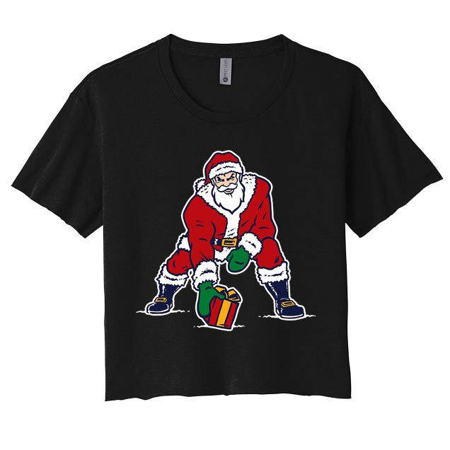 Santa Football Spike Present Crop Top
