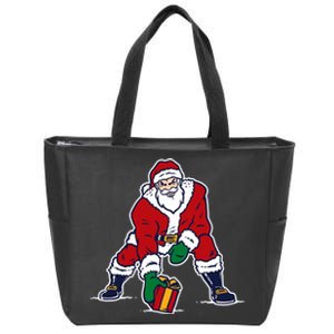 Santa Football Spike Present Zip Tote Bag