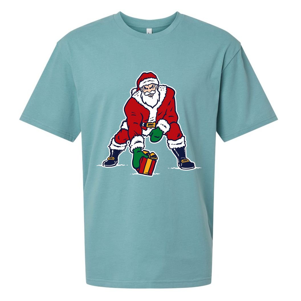 Santa Football Spike Present Sueded Cloud Jersey T-Shirt