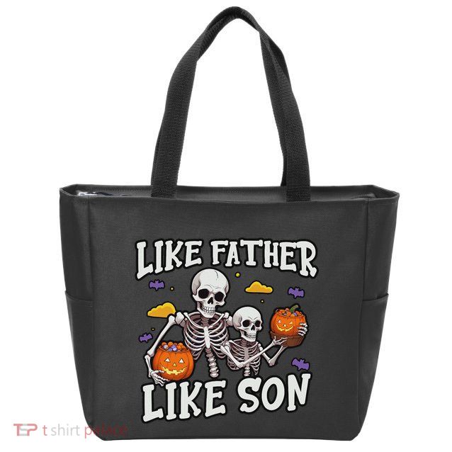 Skeleton Father Son Matching Halloween Costume Zip Tote Bag