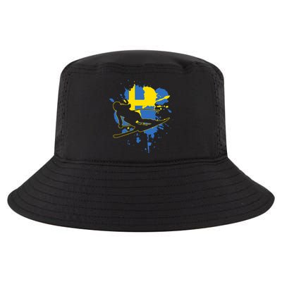 Sweden Flag Skier Swedish Alpine Skiing Cool Comfort Performance Bucket Hat