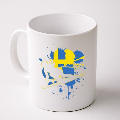 Sweden Flag Skier Swedish Alpine Skiing Coffee Mug