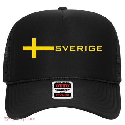 SWEDEN FLAG SWEDISH SOCCER FOOTBALL JERSEY SVERIGE High Crown Mesh Back Trucker Hat