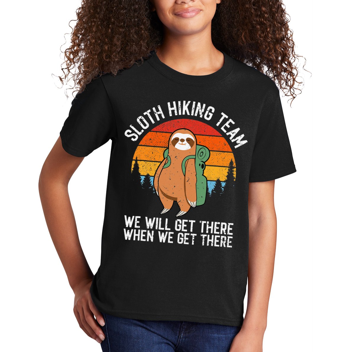 Sloth Funny Sloth Hiking Tee Sloth Lover Kids T-Shirt