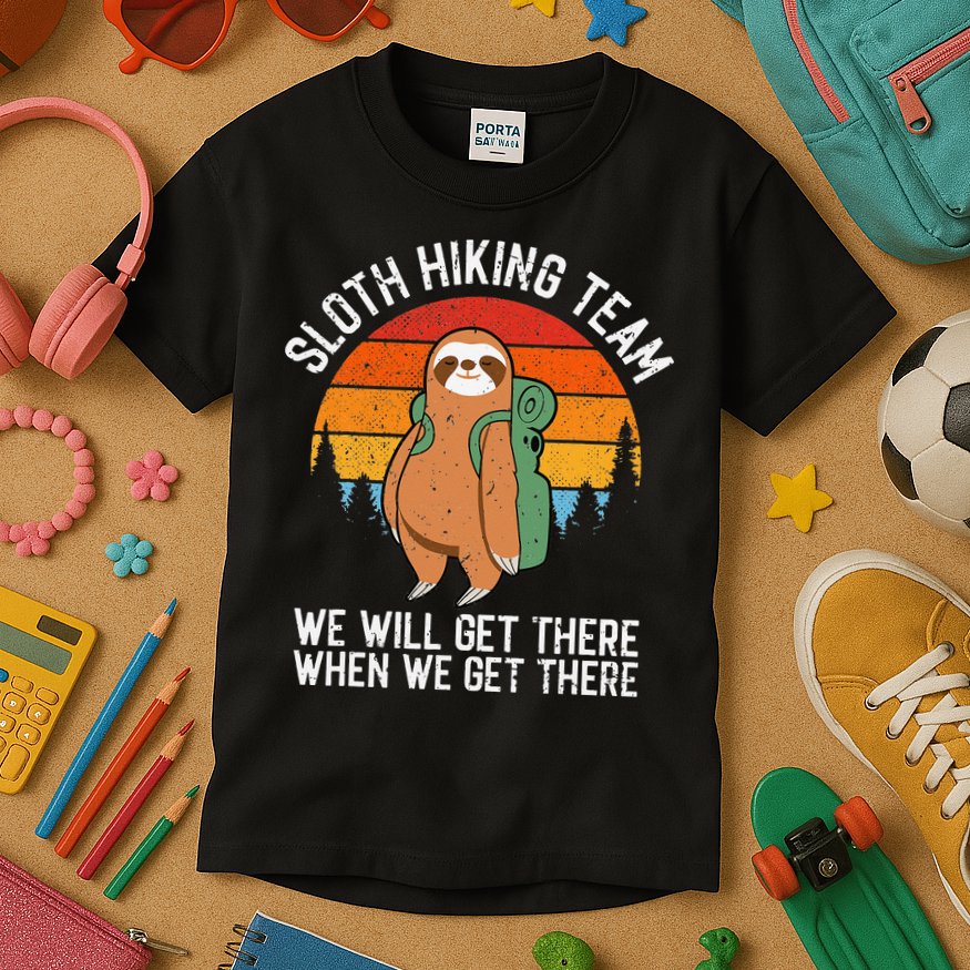 Sloth Funny Sloth Hiking Tee Sloth Lover Kids T-Shirt