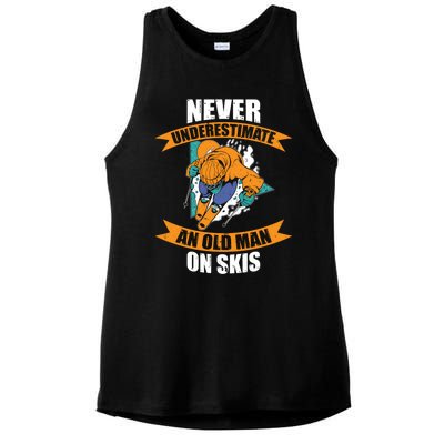 Ski Funny Skiing Never Underestimate An Old On Skis Gift Ladies PosiCharge Tri-Blend Wicking Tank