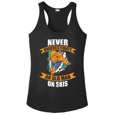 Ski Funny Skiing Never Underestimate An Old On Skis Gift Ladies PosiCharge Competitor Racerback Tank