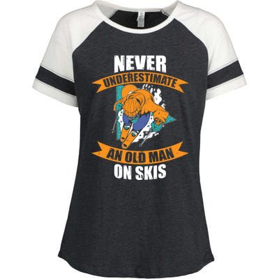 Ski Funny Skiing Never Underestimate An Old On Skis Gift Enza Ladies Jersey Colorblock Tee