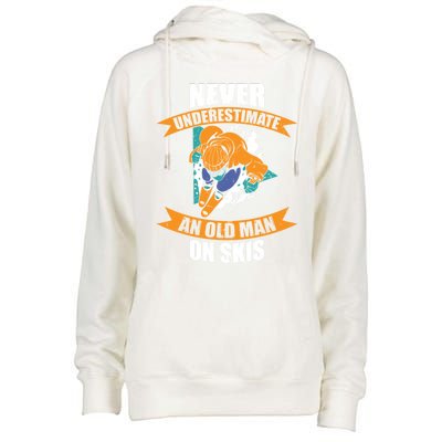 Ski Funny Skiing Never Underestimate An Old On Skis Gift Womens Funnel Neck Pullover Hood