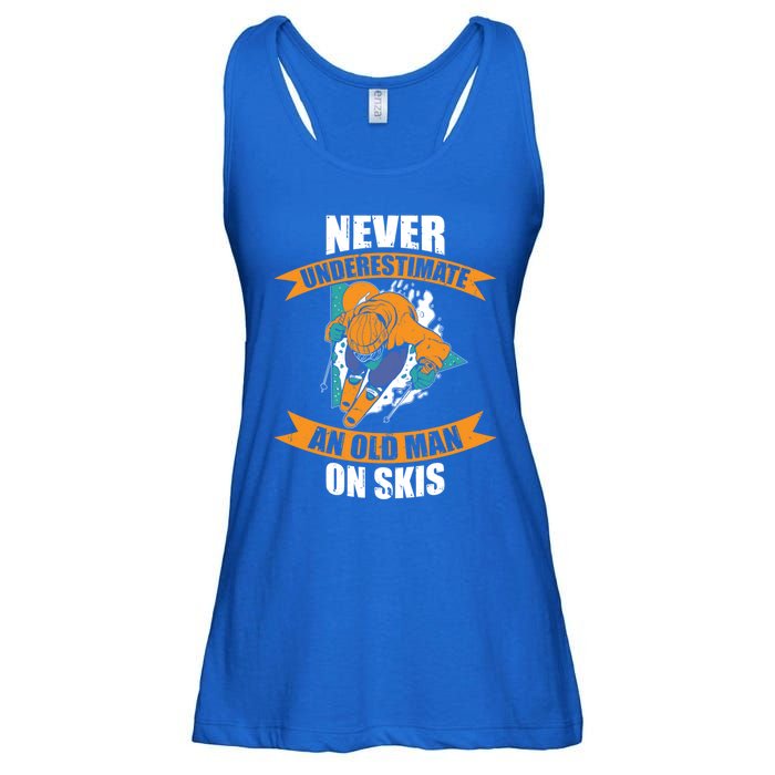 Ski Funny Skiing Never Underestimate An Old On Skis Gift Ladies Essential Flowy Tank