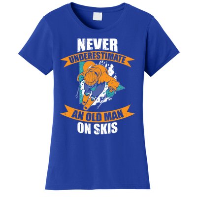 Ski Funny Skiing Never Underestimate An Old On Skis Gift Women's T-Shirt