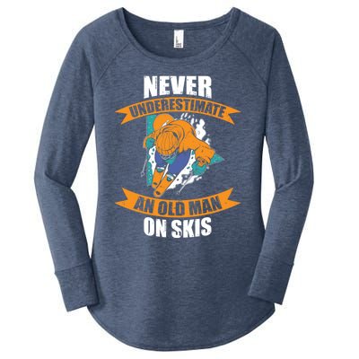 Ski Funny Skiing Never Underestimate An Old On Skis Gift Women's Perfect Tri Tunic Long Sleeve Shirt