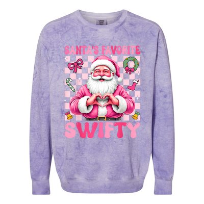 SantaS Favorite Swifty Merry Christmas Groovy Xmas Lights Colorblast Crewneck Sweatshirt