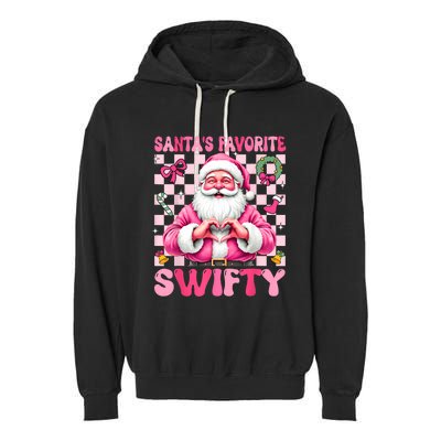 SantaS Favorite Swifty Merry Christmas Groovy Xmas Lights Garment-Dyed Fleece Hoodie