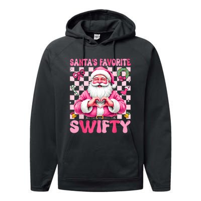 SantaS Favorite Swifty Merry Christmas Groovy Xmas Lights Performance Fleece Hoodie