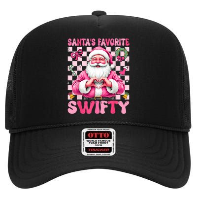 SantaS Favorite Swifty Merry Christmas Groovy Xmas Lights High Crown Mesh Back Trucker Hat