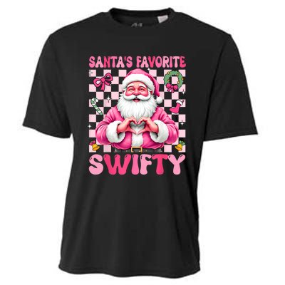 SantaS Favorite Swifty Merry Christmas Groovy Xmas Lights Cooling Performance Crew T-Shirt