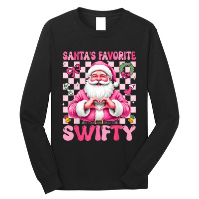 SantaS Favorite Swifty Merry Christmas Groovy Xmas Lights Long Sleeve Shirt