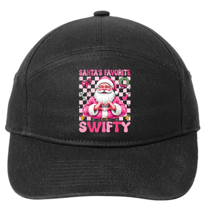 SantaS Favorite Swifty Merry Christmas Groovy Xmas Lights 7-Panel Snapback Hat