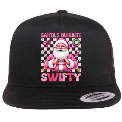 SantaS Favorite Swifty Merry Christmas Groovy Xmas Lights Flat Bill Trucker Hat