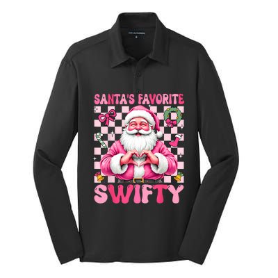 SantaS Favorite Swifty Merry Christmas Groovy Xmas Lights Silk Touch Performance Long Sleeve Polo