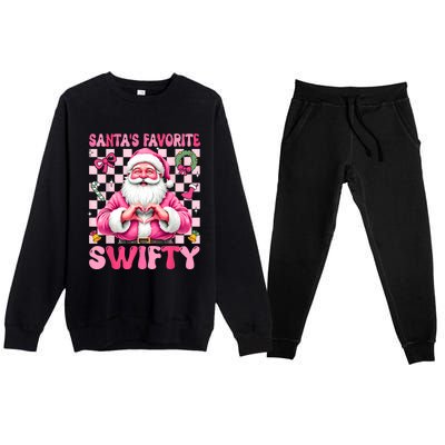 SantaS Favorite Swifty Merry Christmas Groovy Xmas Lights Premium Crewneck Sweatsuit Set